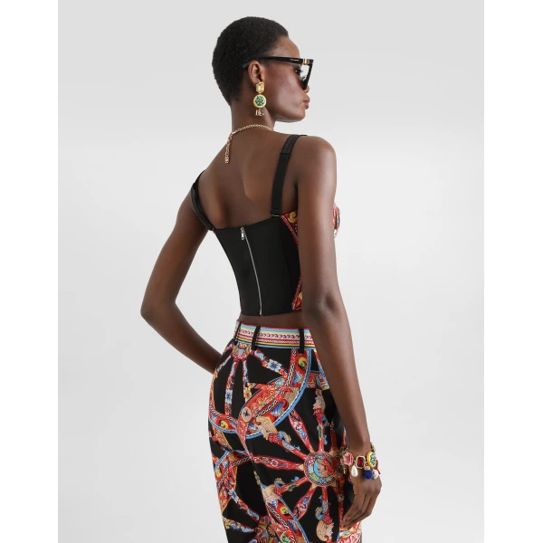 Dolce & Gabbana Carretto-print charmeuse top, view 5