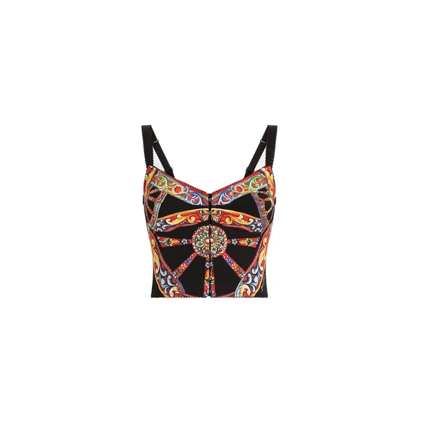 Dolce & Gabbana Carretto-print charmeuse top