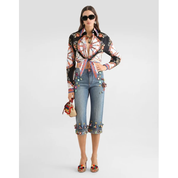 Dolce & Gabbana Carretto-print cotton poplin shirt, view 2