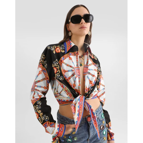 Dolce & Gabbana Carretto-print cotton poplin shirt, view 4