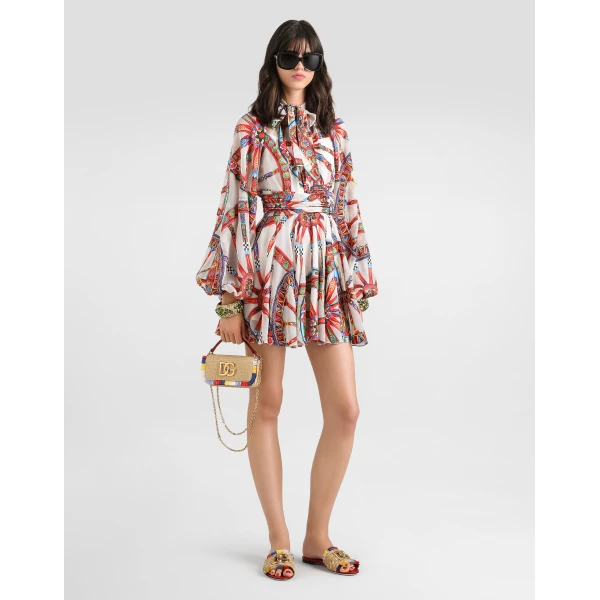 Dolce & Gabbana Carretto-print devoré twill dress, view 2