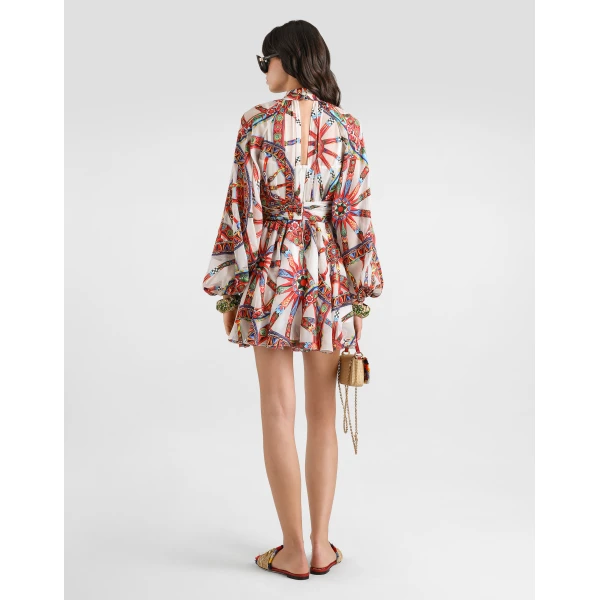 Dolce & Gabbana Carretto-print devoré twill dress, view 3