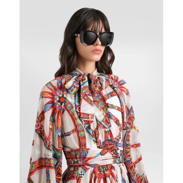 Dolce & Gabbana Carretto-print devoré twill dress, view 4