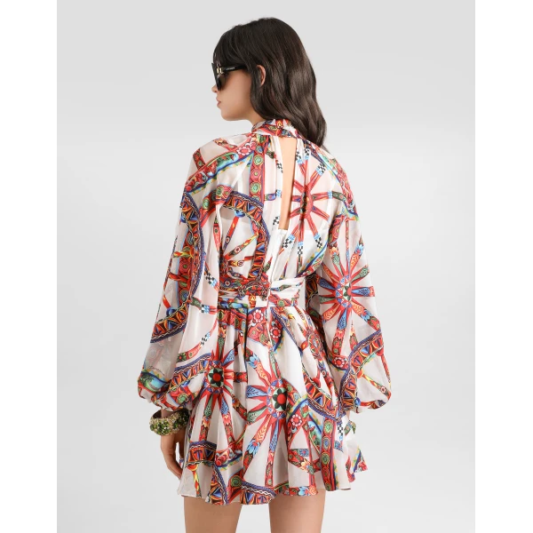 Dolce & Gabbana Carretto-print devoré twill dress, view 5