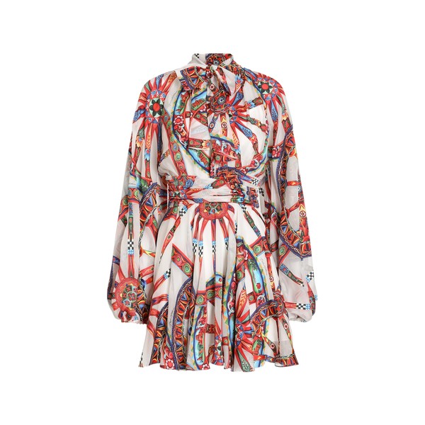 Dolce & Gabbana Carretto-print devoré twill dress