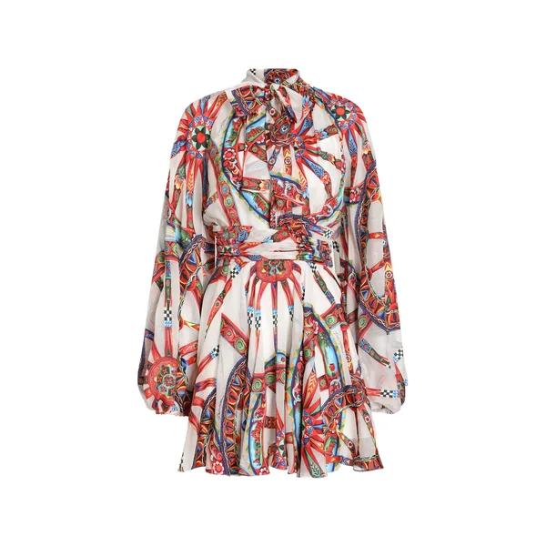 Dolce & Gabbana Carretto-print devoré twill dress
