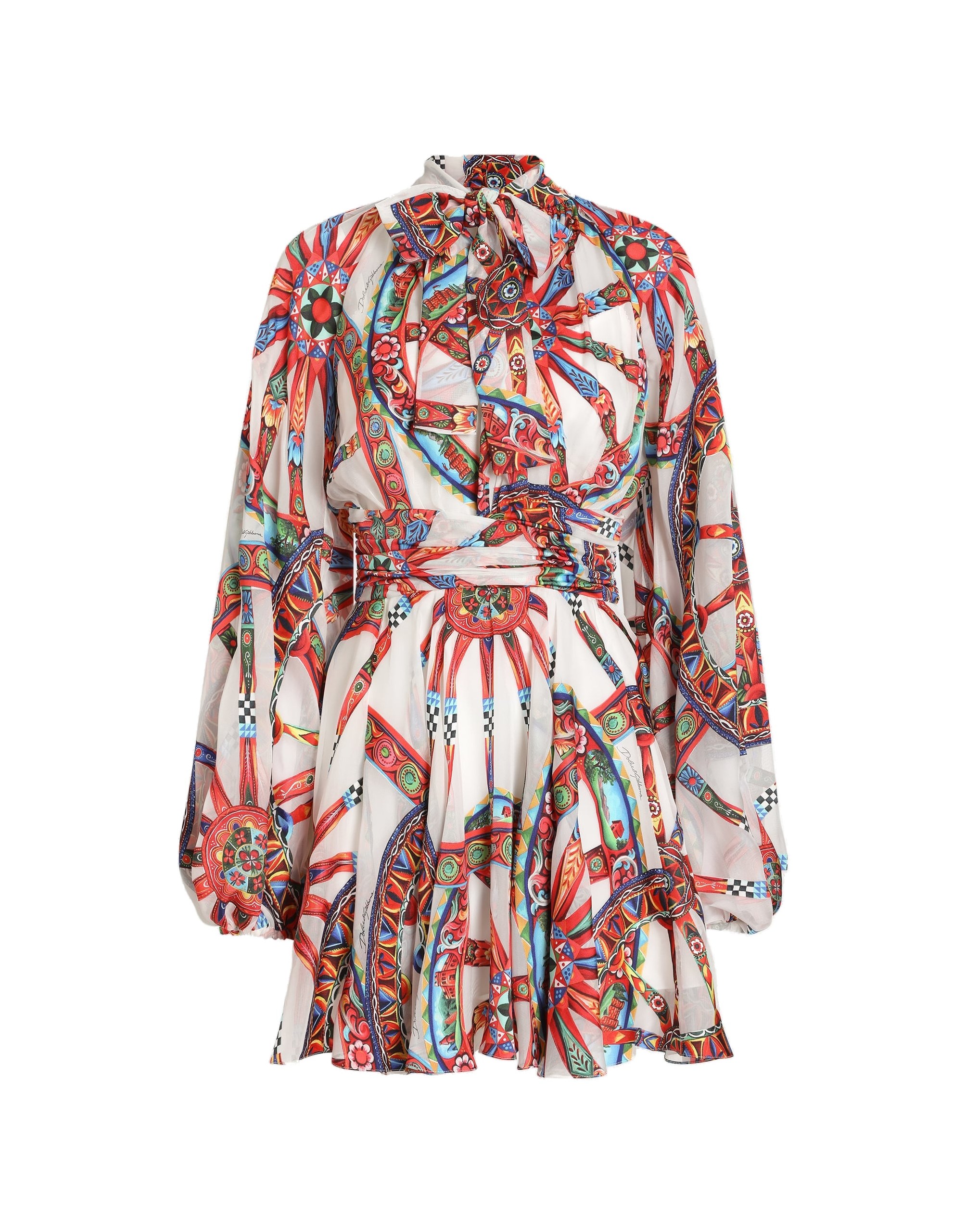 Dolce & Gabbana Carretto-print devoré twill dress
