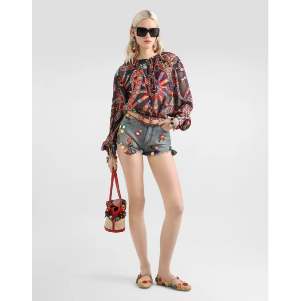 Dolce & Gabbana Carretto-print devoré twill top, view 2