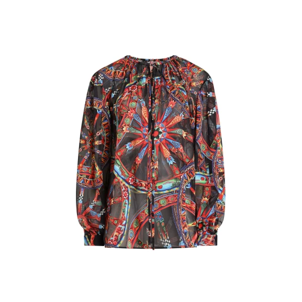 Dolce & Gabbana Carretto-print devoré twill top