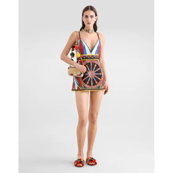 Dolce & Gabbana Carretto-print fabric short dress, view 2
