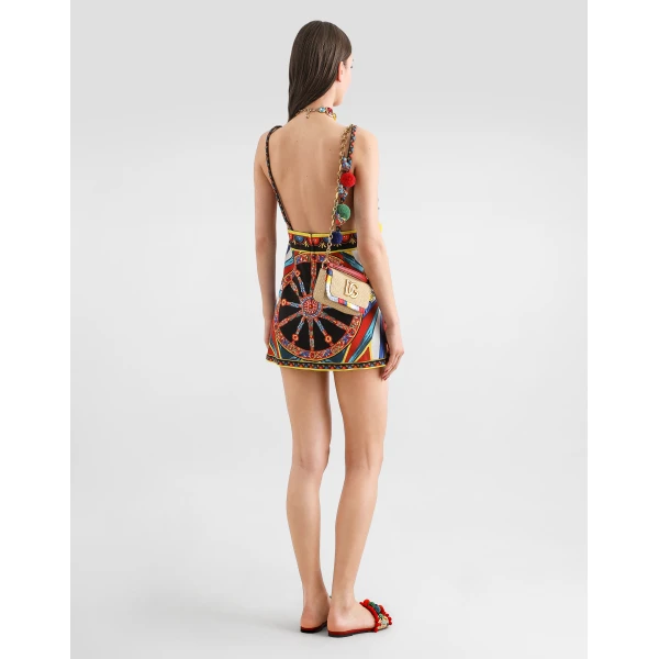 Dolce & Gabbana Carretto-print fabric short dress, view 3