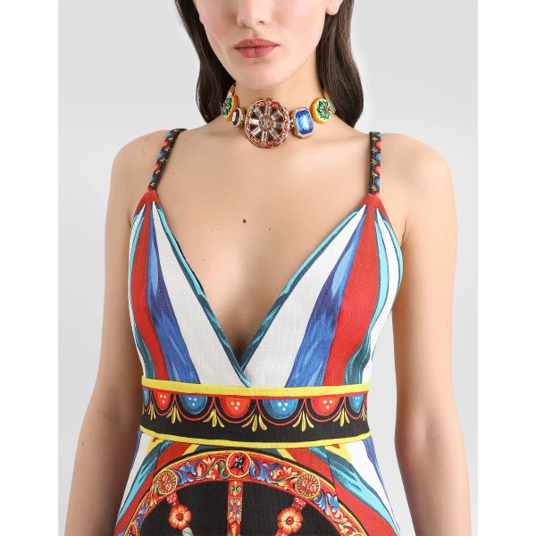 Dolce & Gabbana Carretto-print fabric short dress, view 4