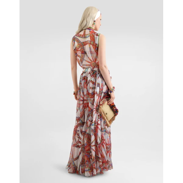 Dolce & Gabbana Carretto-print long chiffon skirt, view 3