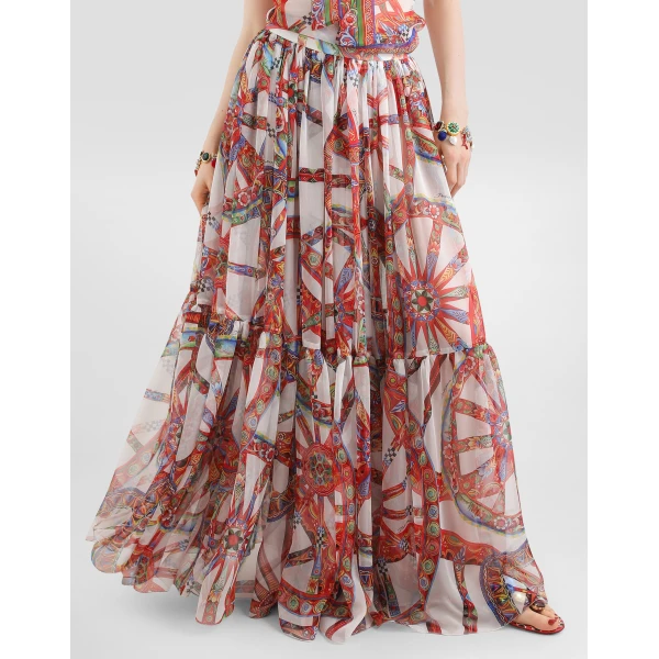 Dolce & Gabbana Carretto-print long chiffon skirt, view 4