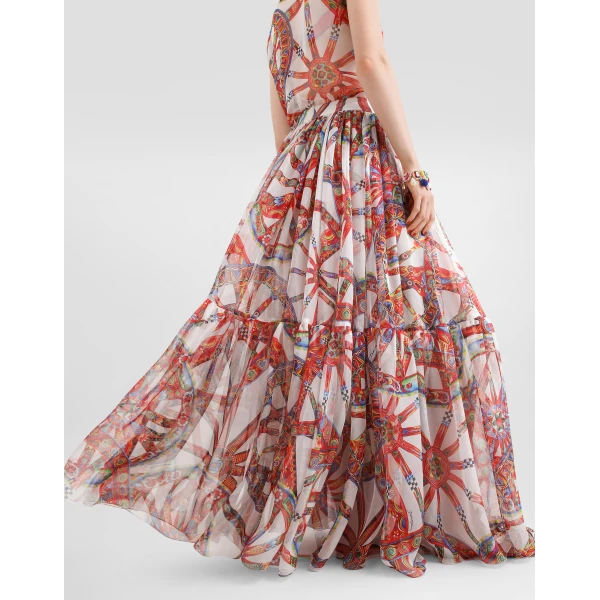 Dolce & Gabbana Carretto-print long chiffon skirt, view 5