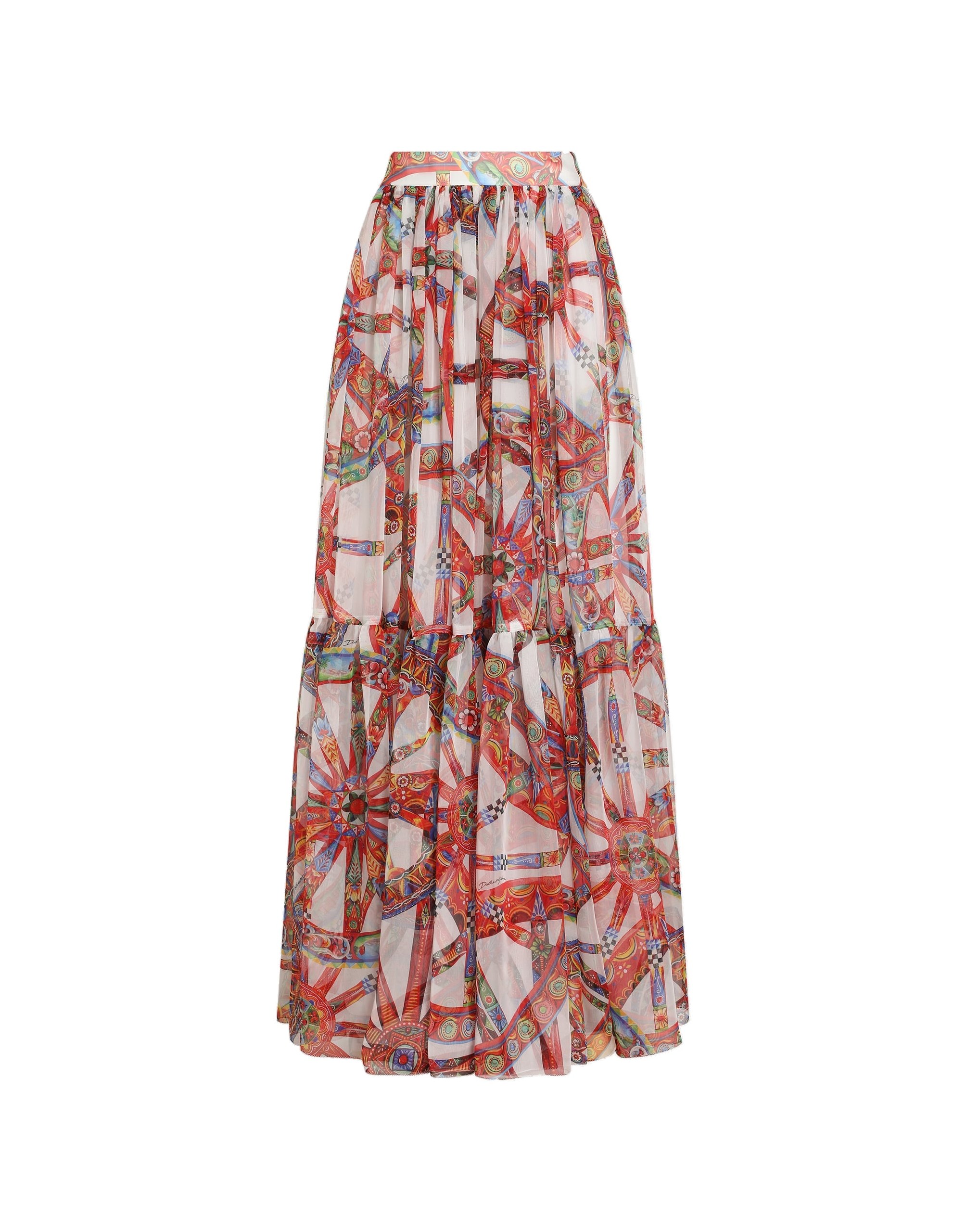 Dolce & Gabbana Carretto-print long chiffon skirt