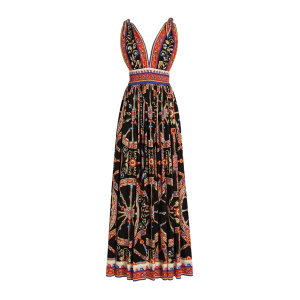 Dolce & Gabbana Carretto-print long poplin dress