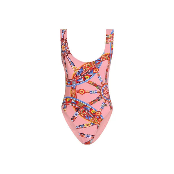 Carretto-print one-piece swimsuit