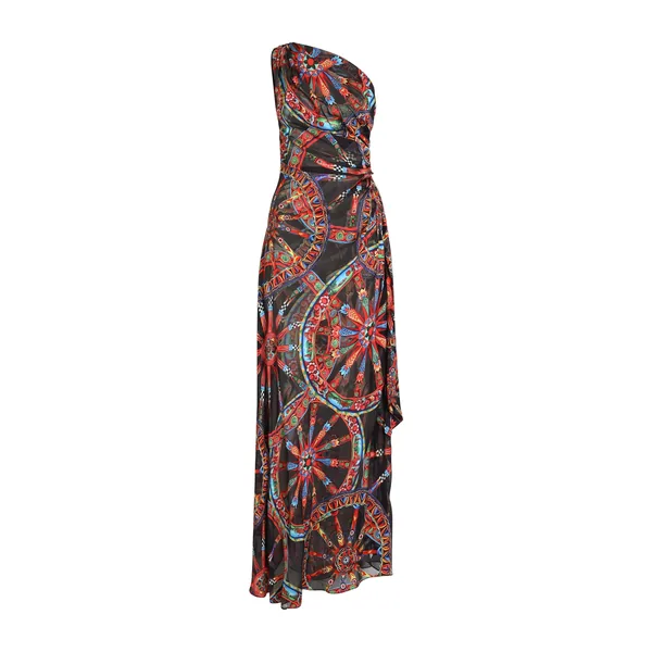 Dolce & Gabbana Carretto-print one-shoulder twill dress