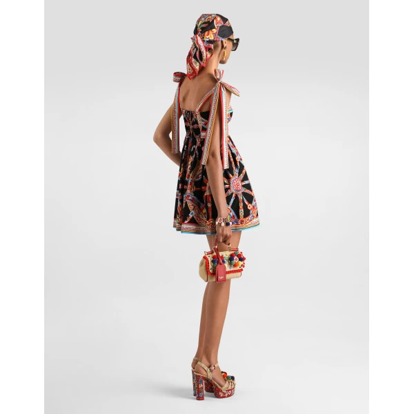 Dolce & Gabbana Carretto-print poplin dress, view 3