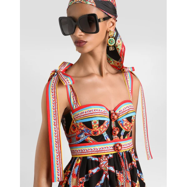 Dolce & Gabbana Carretto-print poplin dress, view 4