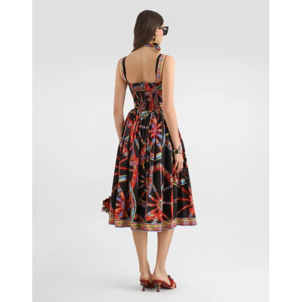 Dolce & Gabbana Carretto-print poplin long dress, view 3