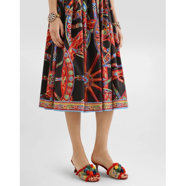 Dolce & Gabbana Carretto-print poplin long dress, view 5