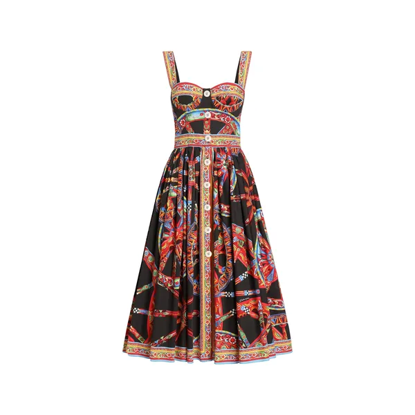 Dolce & Gabbana Carretto-print poplin long dress