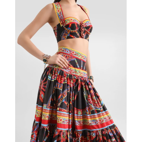 Dolce & Gabbana Carretto-print poplin long skirt, view 4