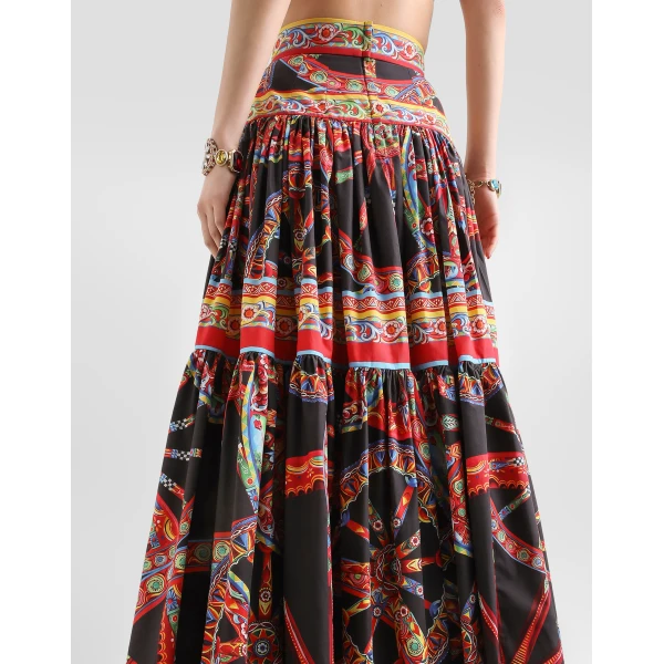 Dolce & Gabbana Carretto-print poplin long skirt, view 5
