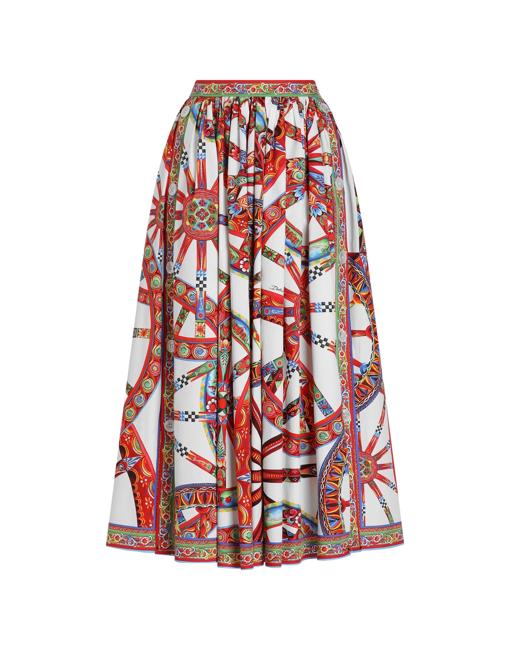 Dolce & Gabbana Carretto-print poplin long skirt