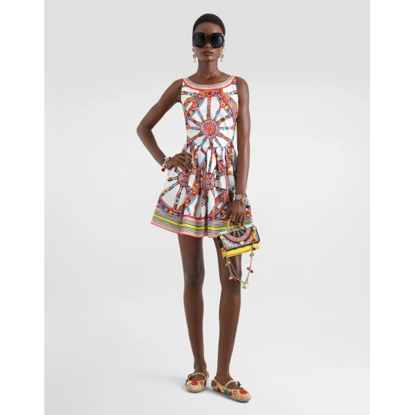 Dolce & Gabbana Carretto-print poplin midi dress, view 2