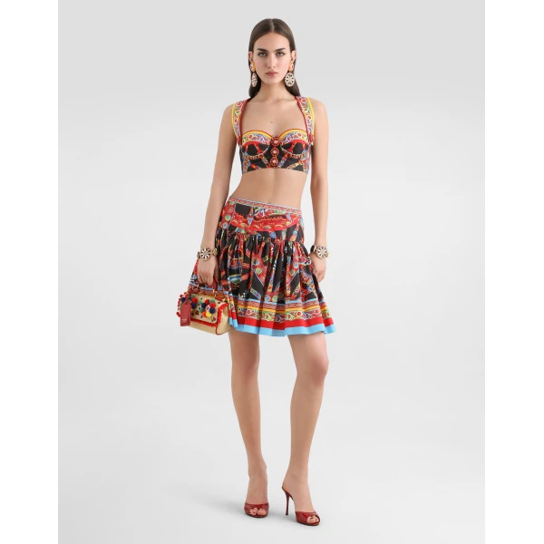 Dolce & Gabbana Carretto-print poplin miniskirt Skirt, view 2