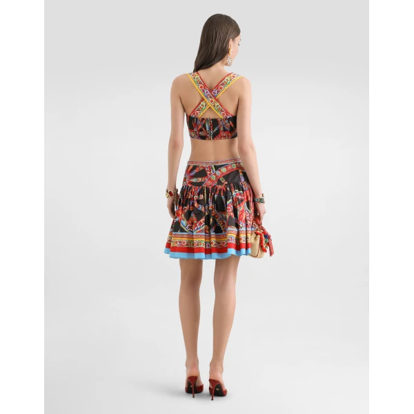 Dolce & Gabbana Carretto-print poplin miniskirt Skirt, view 3