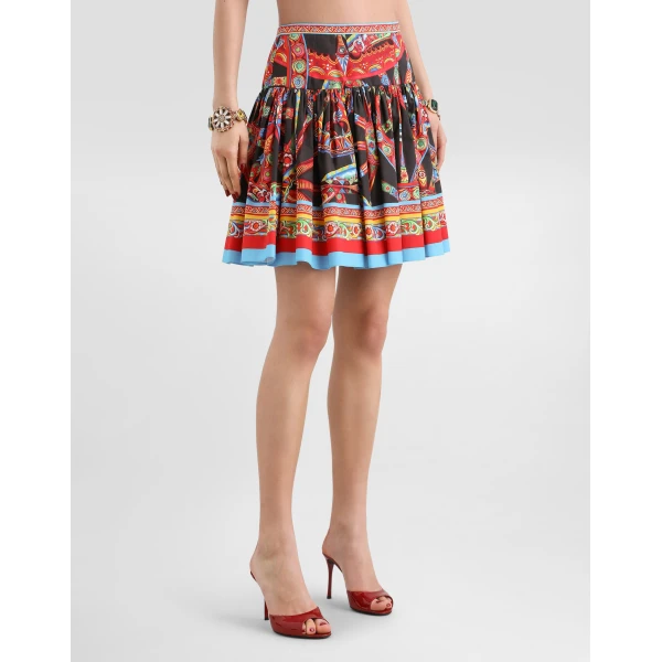 Dolce & Gabbana Carretto-print poplin miniskirt Skirt, view 4