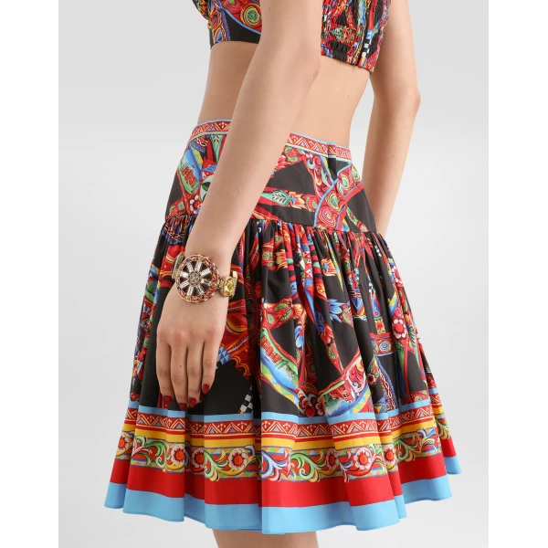 Dolce & Gabbana Carretto-print poplin miniskirt Skirt, view 5