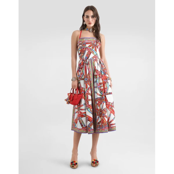 Dolce & Gabbana Carretto-print poplin short dress, view 2