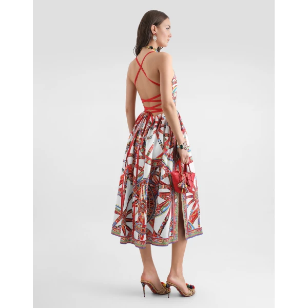 Dolce & Gabbana Carretto-print poplin short dress, view 3