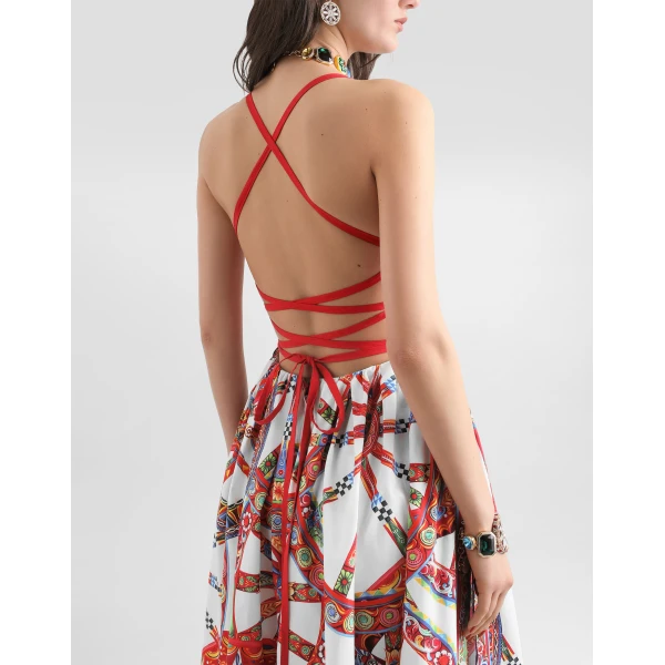 Dolce & Gabbana Carretto-print poplin short dress, view 5