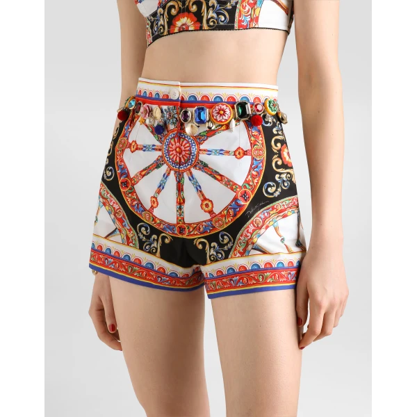 Dolce & Gabbana Carretto-print poplin shorts, view 4