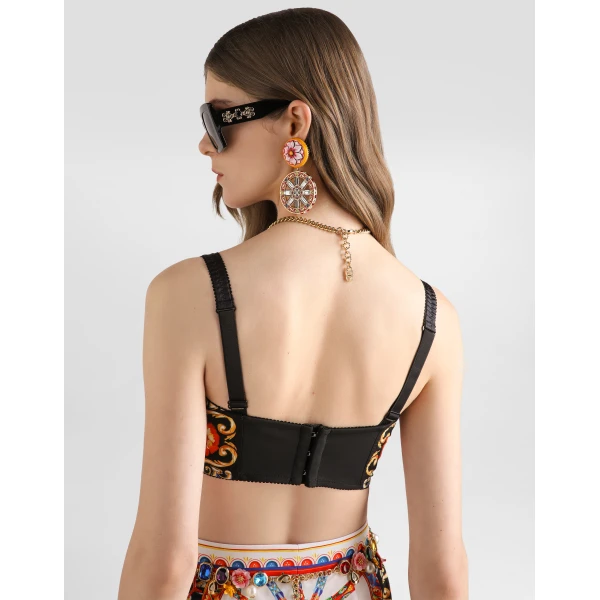 Dolce & Gabbana Carretto-print poplin top, view 4
