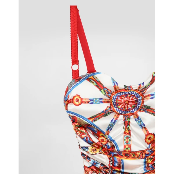 Dolce & Gabbana Carretto-print satin dress, view 4