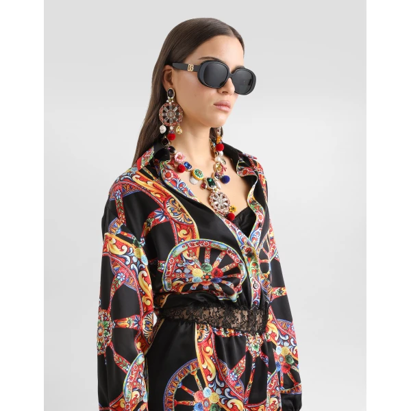 Dolce & Gabbana Carretto-print satin jumpsuit, view 4