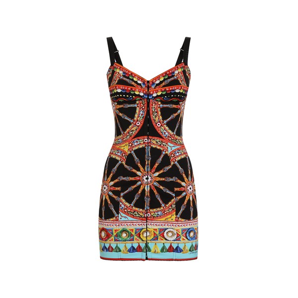 Dolce & Gabbana Carretto-print short charmeuse dress