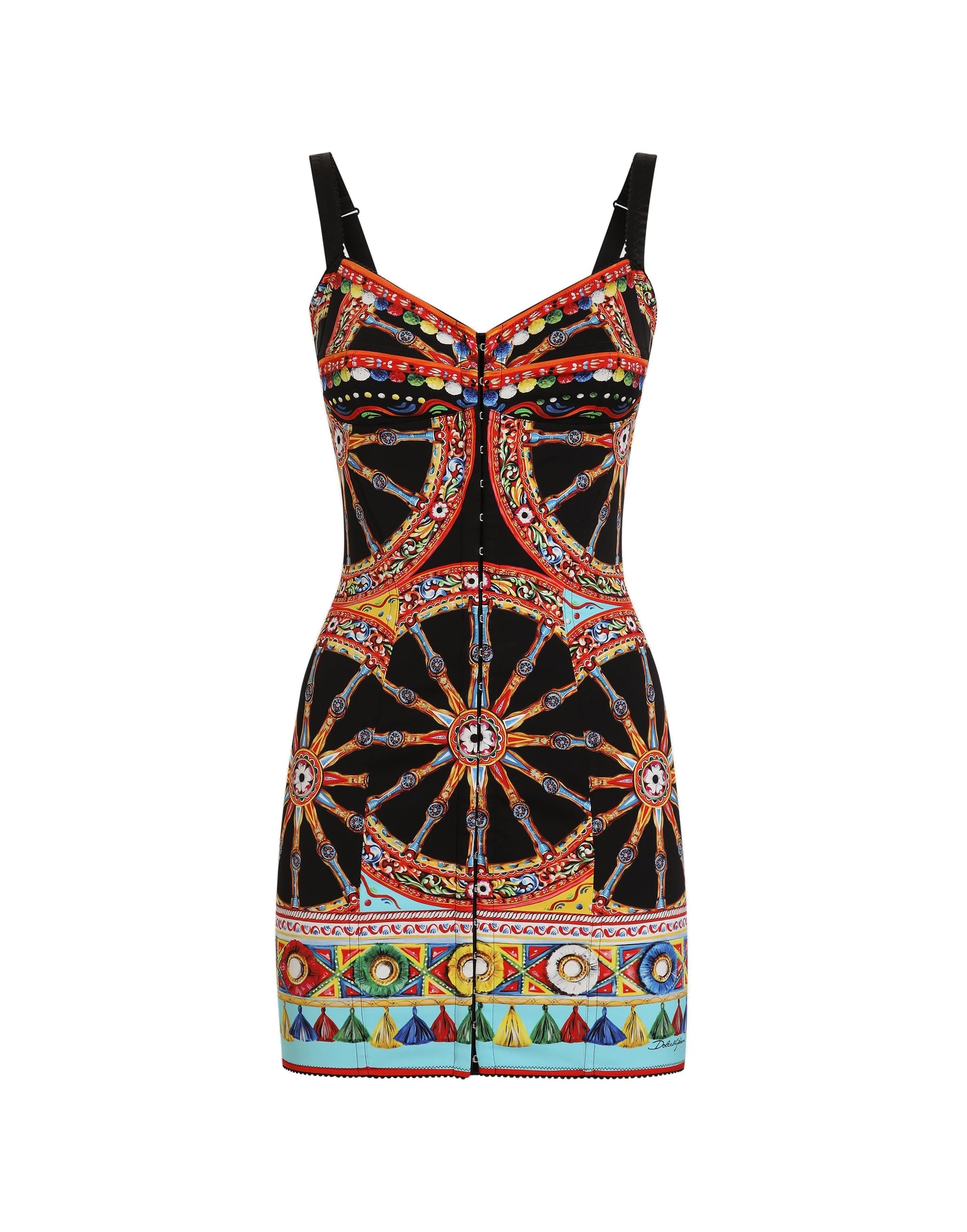 Dolce & Gabbana Carretto-print short charmeuse dress