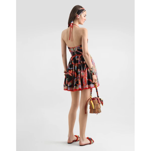 Dolce & Gabbana Carretto-print silk twill dress, view 3