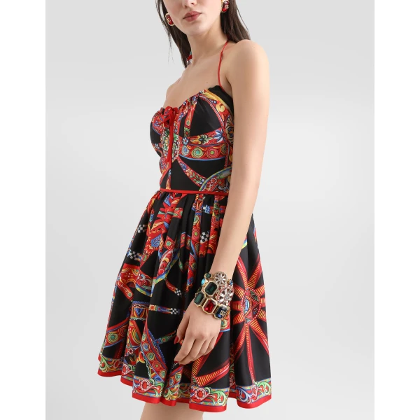 Dolce & Gabbana Carretto-print silk twill dress, view 4