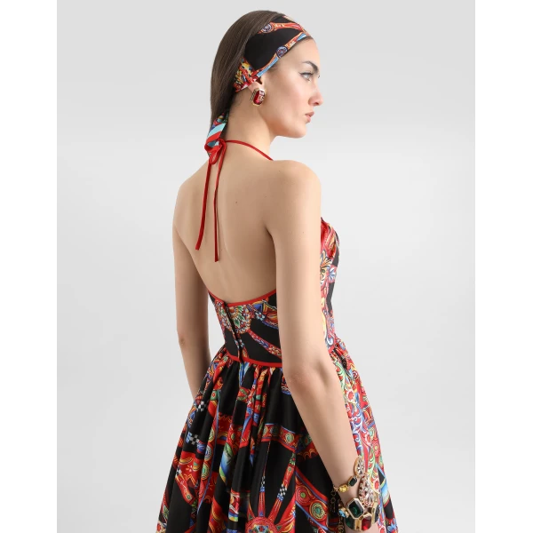Dolce & Gabbana Carretto-print silk twill dress, view 5