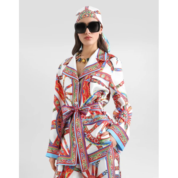 Dolce & Gabbana Carretto-print silk twill vanity shirt, view 4