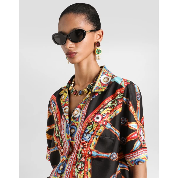 Dolce & Gabbana Carretto-print silk twill vanity shirt, view 4
